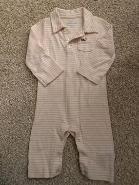 Vineyard Vines Pale Pink & White Striped Polo One-Piece
